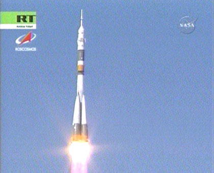 The rocket with astronauts launched at Baikonur. Photos from the scene 85 The rocket with astronauts launched at Baikonur. Photos from the scene 99